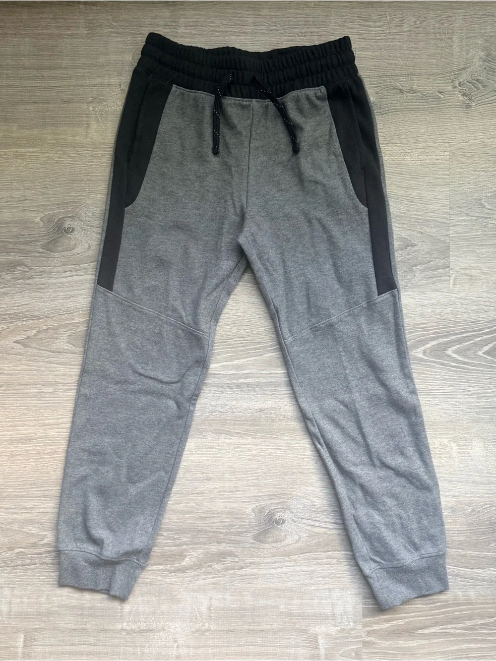 Athletic Works Boys L(10/12) Gray and Black Logo Joggers Drawstring Waisted